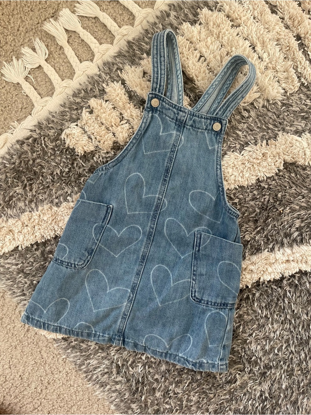 Zara Blue Denim Heart Overall Dress